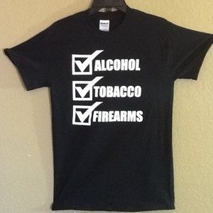 Men's ATF t shirt, alcohol tobacco firearms